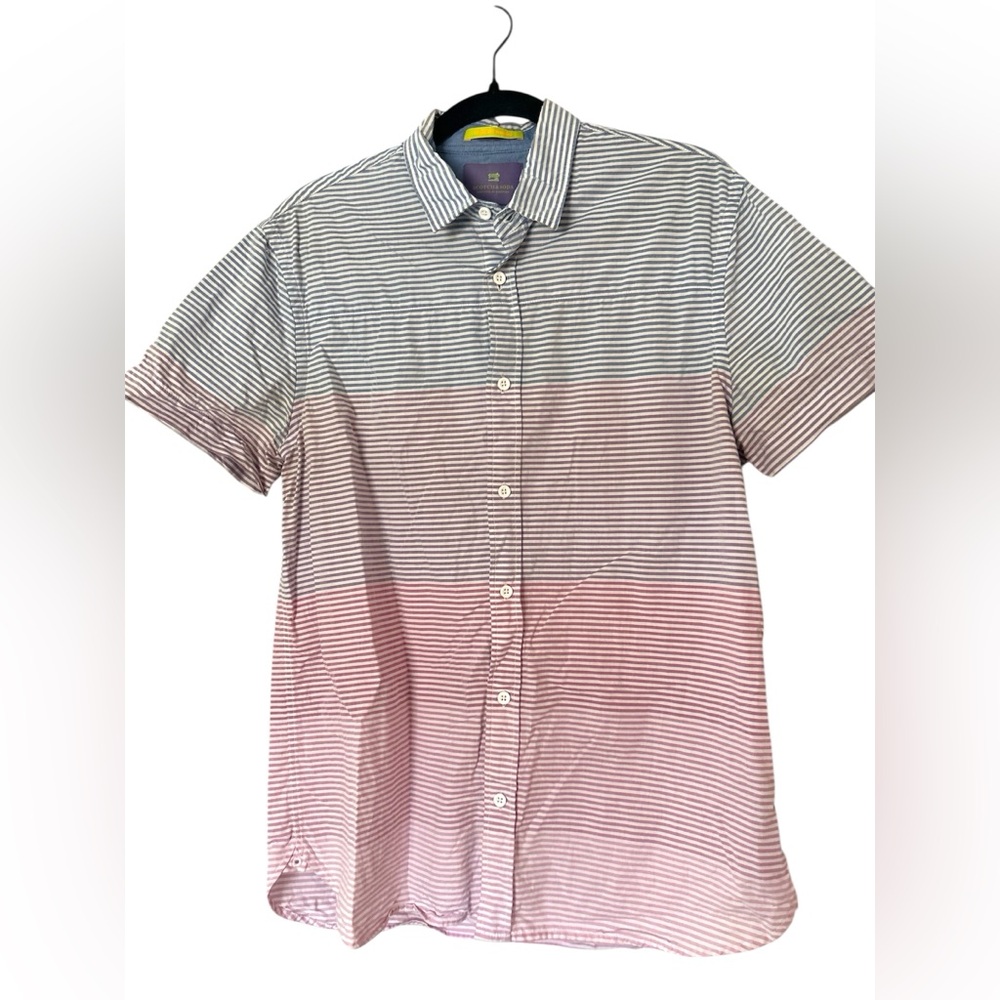 Scotch & Soda Shirt Mens Large Striped Short Sleeve Everyday Holiday Colorblock